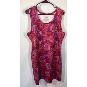 L.L. Bean Misses Floral Print Scoop Neck Sleeveless Shift Dress Multicolor Large